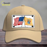 New Jersey Crossed US Flag Novelty License Plate Hat Cotton / Khaki