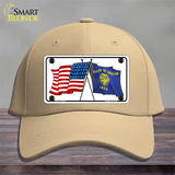 Oregon Crossed US Flag Novelty License Plate Hat Cotton / Khaki