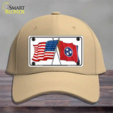 Tennessee Crossed US Flag Novelty License Plate Hat Cotton / Khaki