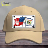 West Virginia Crossed US Flag Novelty License Plate Hat Cotton / Khaki