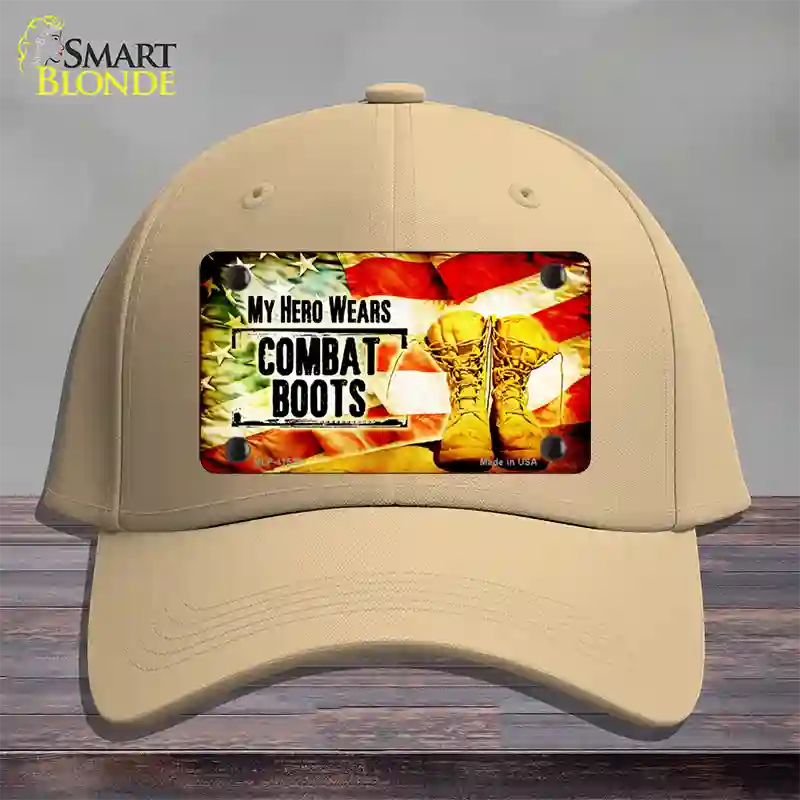 My Hero Wears Combat Boots Novelty License Plate Hat Cotton / Khaki