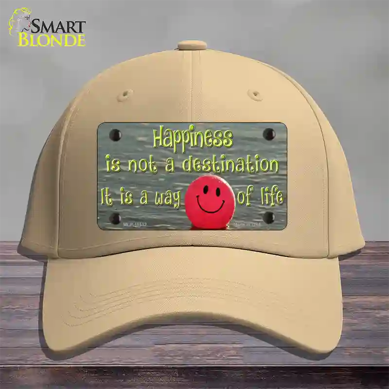 Happiness Way Of Life Ball Novelty License Plate Hat Cotton / Khaki