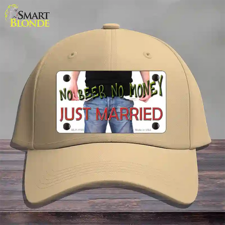 No Beer No Money Just Married Novelty License Plate Hat Cotton / Khaki