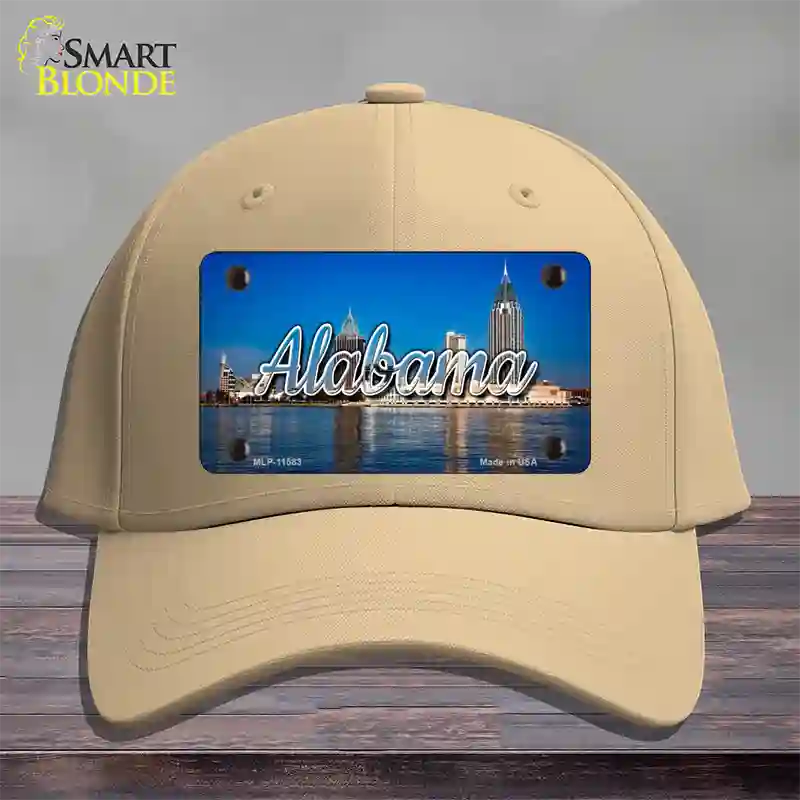 Alabama City Skyline State Novelty License Plate Hat Cotton / Khaki