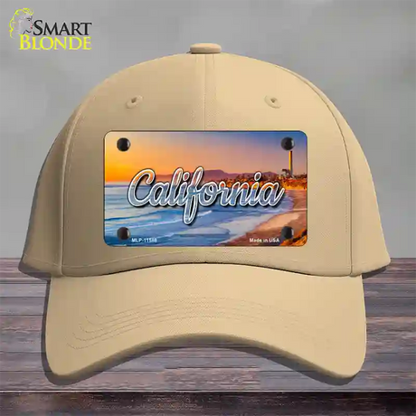 California Beach State Novelty License Plate Hat Cotton / Khaki