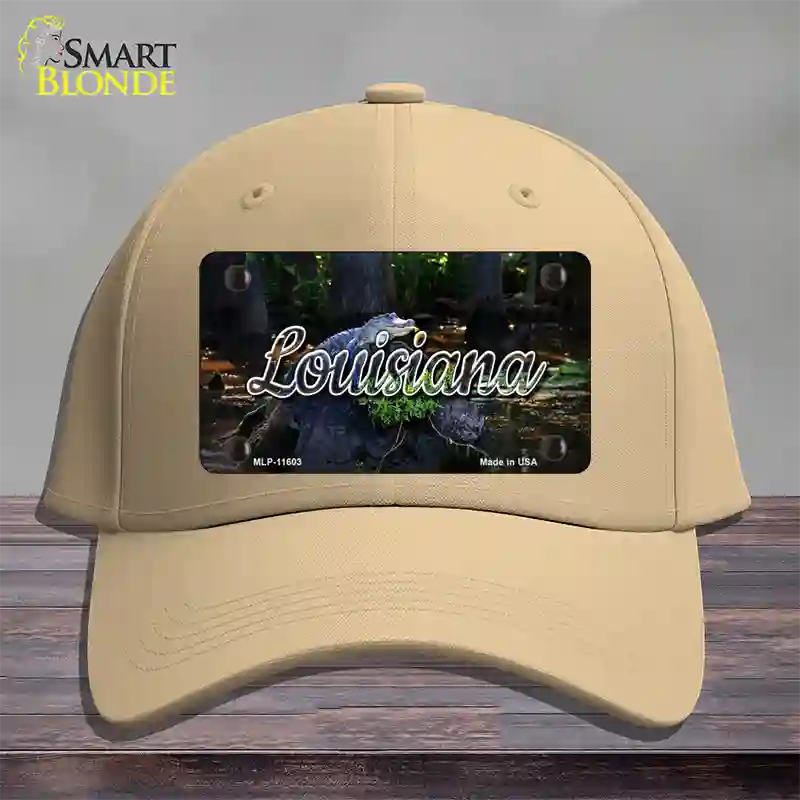 Louisiana Alligator Swamp State Novelty License Plate Hat Cotton / Khaki