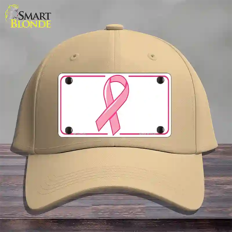 Breast Cancer Ribbon Novelty License Plate Hat Cotton / Khaki