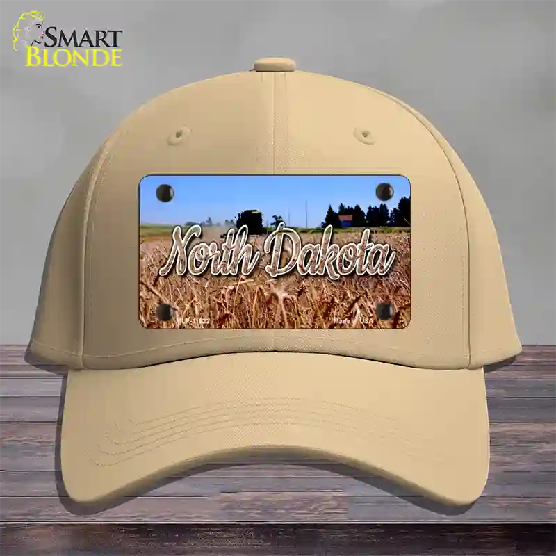 North Dakota Wheat Farm State Novelty License Plate Hat Cotton / Khaki