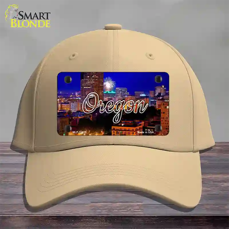 Oregon Firework City Lights State Novelty License Plate Hat Cotton / Khaki