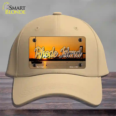 Rhode Island River Sunset State Novelty License Plate Hat Cotton / Khaki