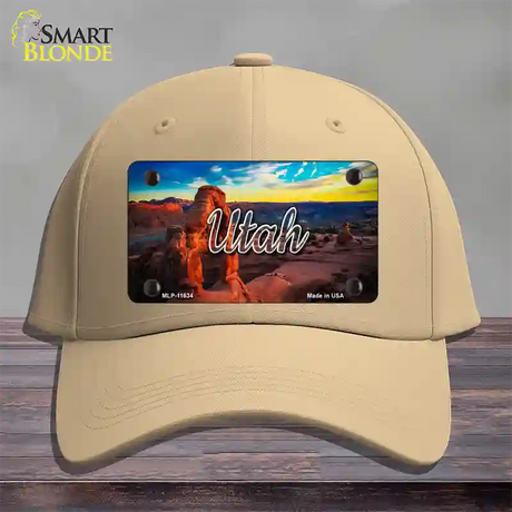 Utah Canyon Arch State Novelty License Plate Hat Cotton / Khaki