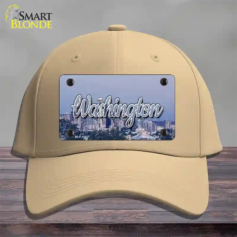 Washington Space Needle State Novelty License Plate Hat Cotton / Khaki