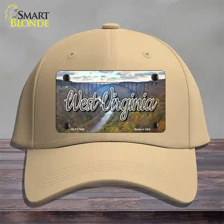 West Virginia River Bridge State Novelty License Plate Hat Cotton / Khaki