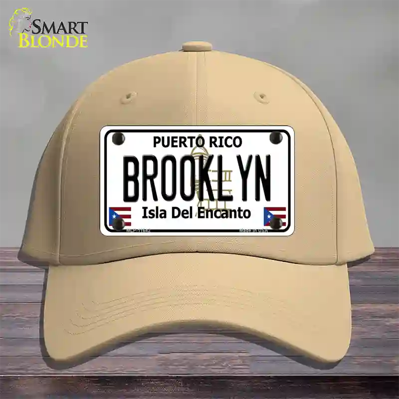 Brooklyn Puerto Rico Novelty License Plate Hat Cotton / Khaki