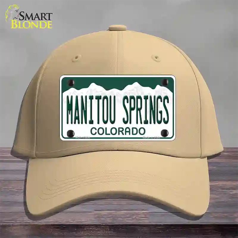 Manitou Springs Colorado Novelty License Plate Hat Cotton / Khaki