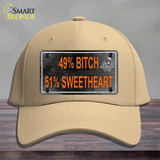 49 Percent Bitch 51 Percent Sweet Novelty License Plate Hat Cotton / Khaki