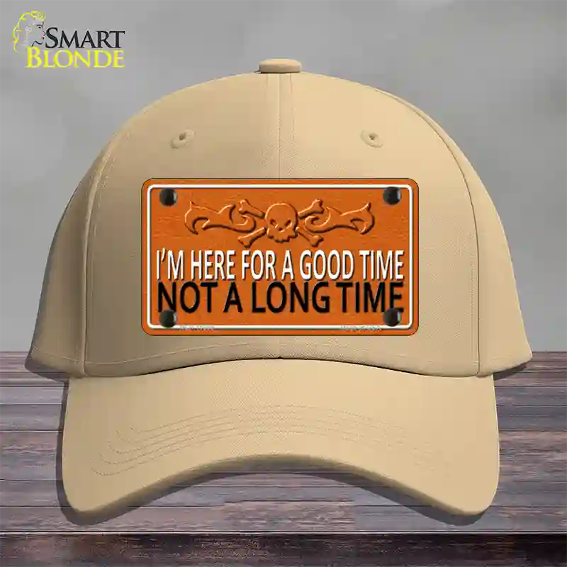 Here For A Good Time Novelty License Plate Hat Cotton / Khaki