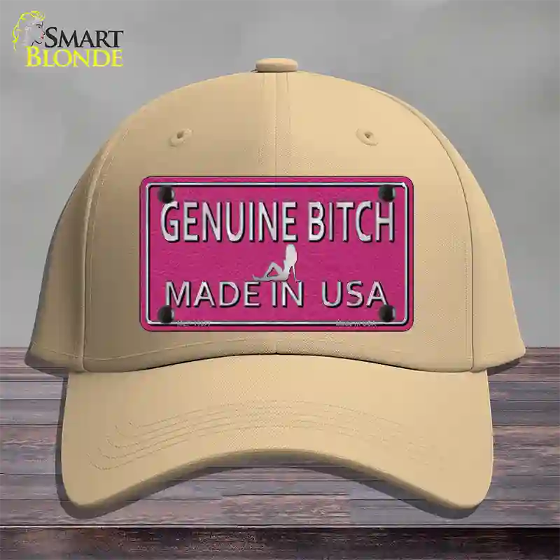 Genuine Bitch Made In USA Novelty License Plate Hat Cotton / Khaki