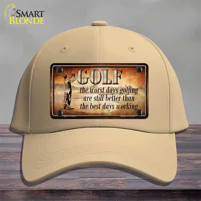 Golf The Worst Days Novelty License Plate Hat Cotton / Khaki