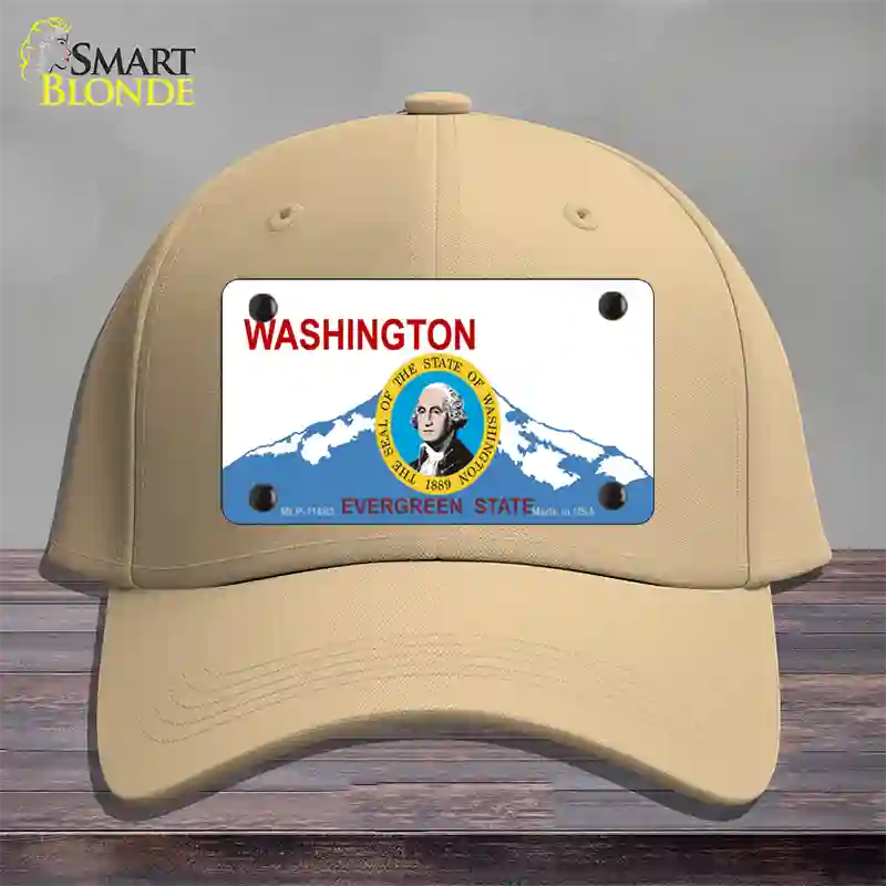 Washington Seal And State Novelty License Plate Hat Cotton / Khaki