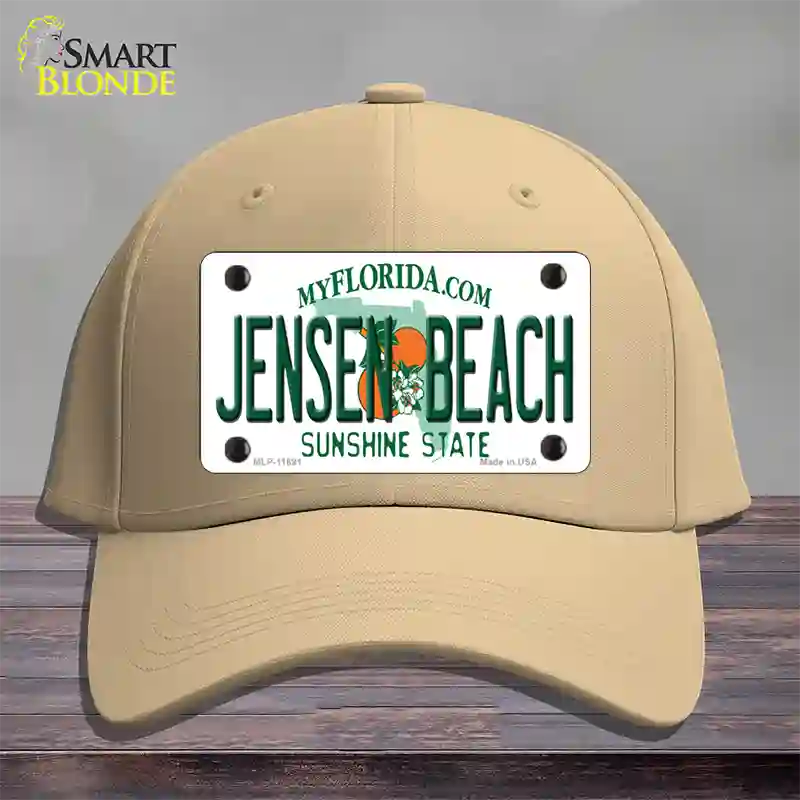 Jensen Beach Florida Novelty License Plate Hat Cotton / Khaki