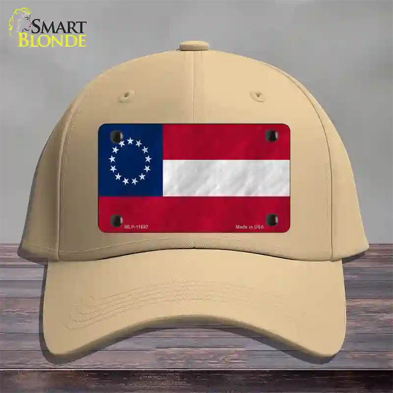 First Confederate Flag 13 Stars Novelty License Plate Hat Cotton / Khaki