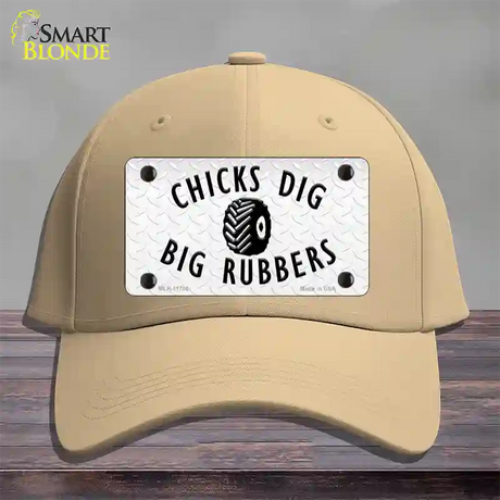 Chicks Dig Big Rubbers Novelty License Plate Hat Cotton / Khaki