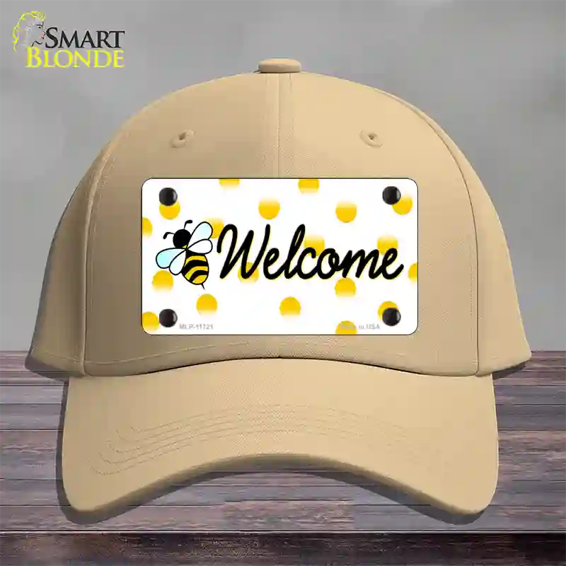 Welcome Bee Novelty License Plate Hat Cotton / Khaki