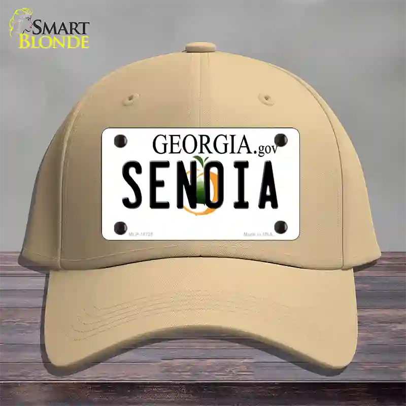 Senoia Georgia State Novelty License Plate Hat Cotton / Khaki