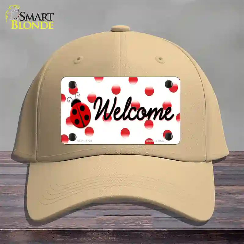 Welcome Ladybug Novelty License Plate Hat Cotton / Khaki