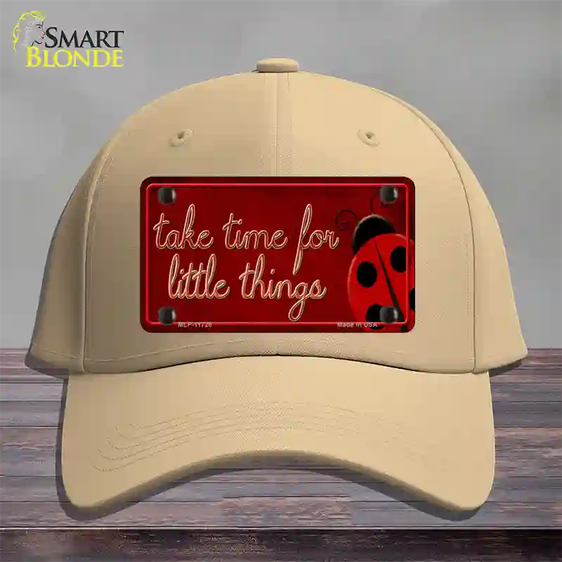 Take Time for Little Things Novelty License Plate Hat Cotton / Khaki