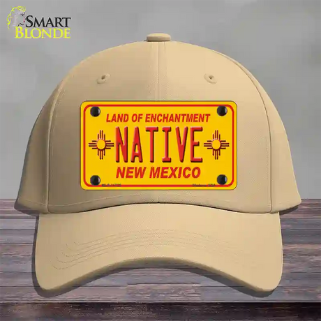 Native New Mexico Yellow State Novelty License Plate Hat Cotton / Khaki