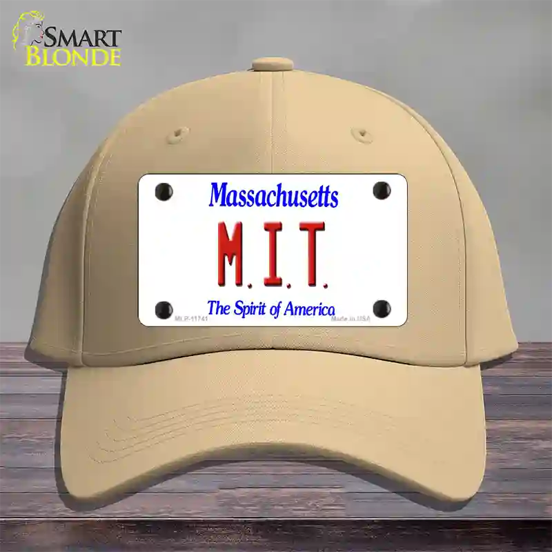 MIT Massachusetts State Novelty License Plate Hat Cotton / Khaki