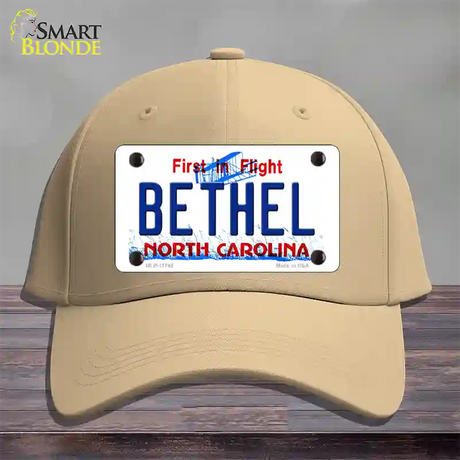 Bethel North Carolina State Novelty License Plate Hat Cotton / Khaki