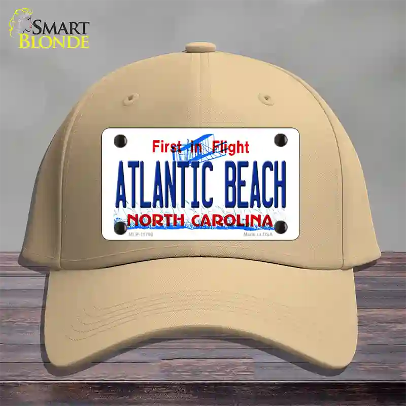 Atlantic Beach North Carolina State Novelty License Plate Hat Cotton / Khaki