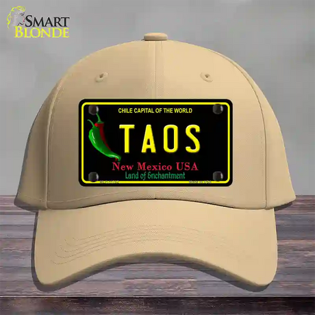 Taos New Mexico Black State Novelty License Plate Hat Cotton / Khaki