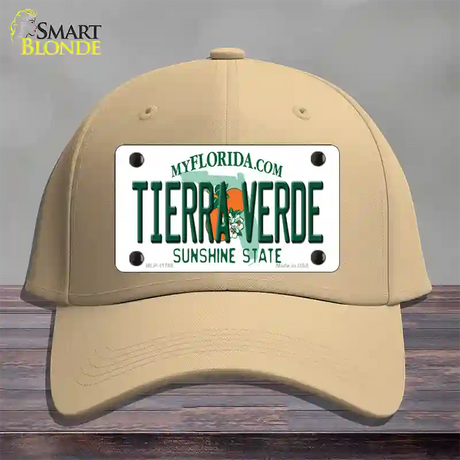 Tierra Verde Florida Novelty License Plate Hat Cotton / Khaki