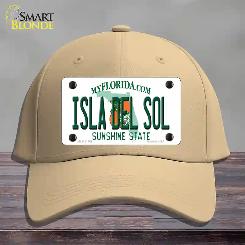 Isla Del Sol Florida Novelty License Plate Hat Cotton / Khaki