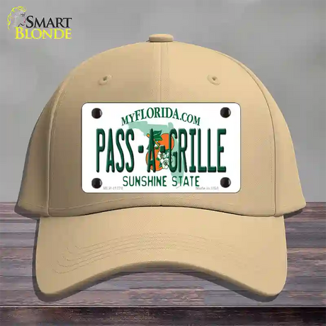 Pass A Grille Florida Novelty License Plate Hat Cotton / Khaki