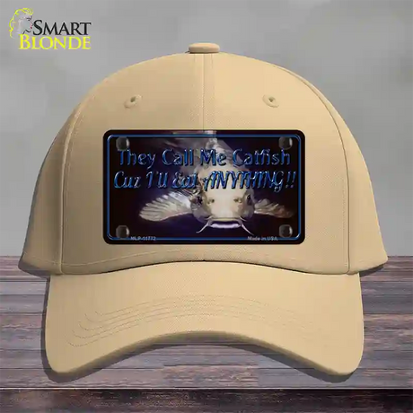 They Call Me Catfish Novelty License Plate Hat Cotton / Khaki