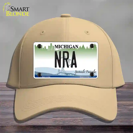 NRA Michigan Novelty License Plate Hat Cotton / Khaki