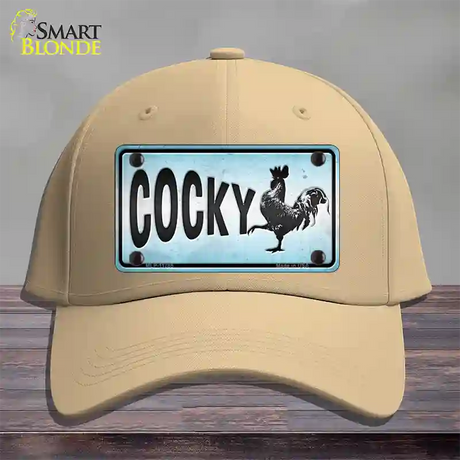 Cocky Chicken Novelty License Plate Hat Cotton / Khaki