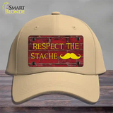 Respect the Stache Novelty License Plate Hat Cotton / Khaki