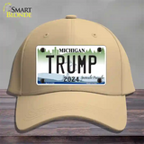 Trump 2024 Michigan Background Novelty License Plate Hat Cotton / Khaki