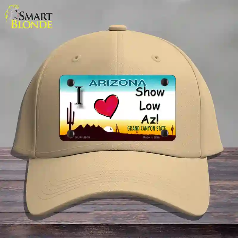 I Love Show Low AZ Novelty License Plate Hat Cotton / Khaki