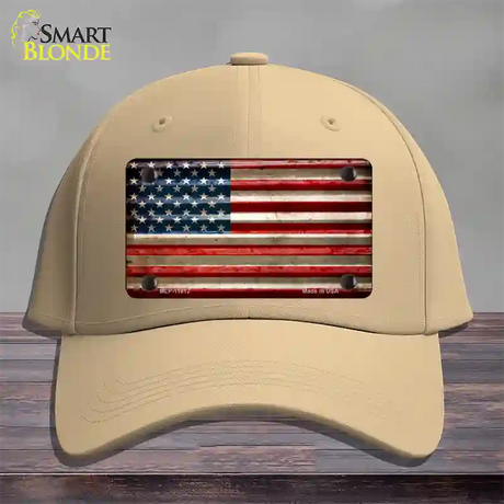 American Flag Corrugated Novelty License Plate Hat Cotton / Khaki