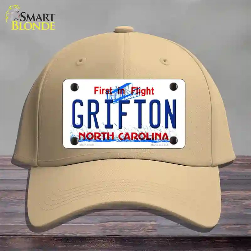 Grifton North Carolina Novelty License Plate Hat Cotton / Khaki