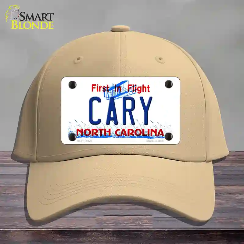 Cary North Carolina Novelty License Plate Hat Cotton / Khaki