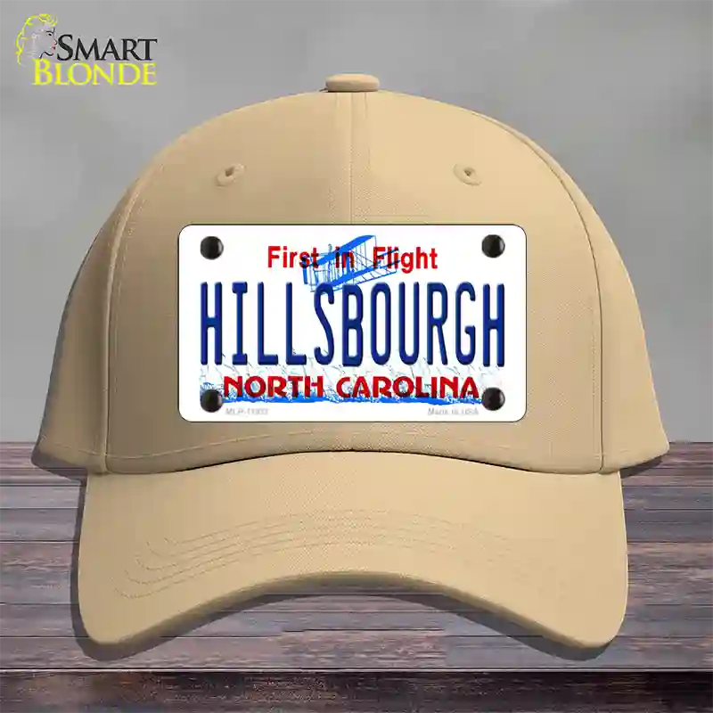 Hillsbourgh North Carolina Novelty License Plate Hat Cotton / Khaki