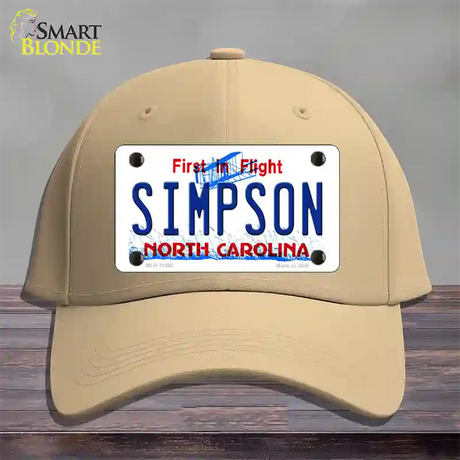 Simpson North Carolina Novelty License Plate Hat Cotton / Khaki